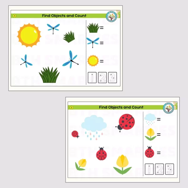 Spring Objects Counting Printable Book